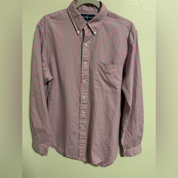 Ralph Lauren Men's Pink/Green/White Plaid Shirt - Picture 5 of 5